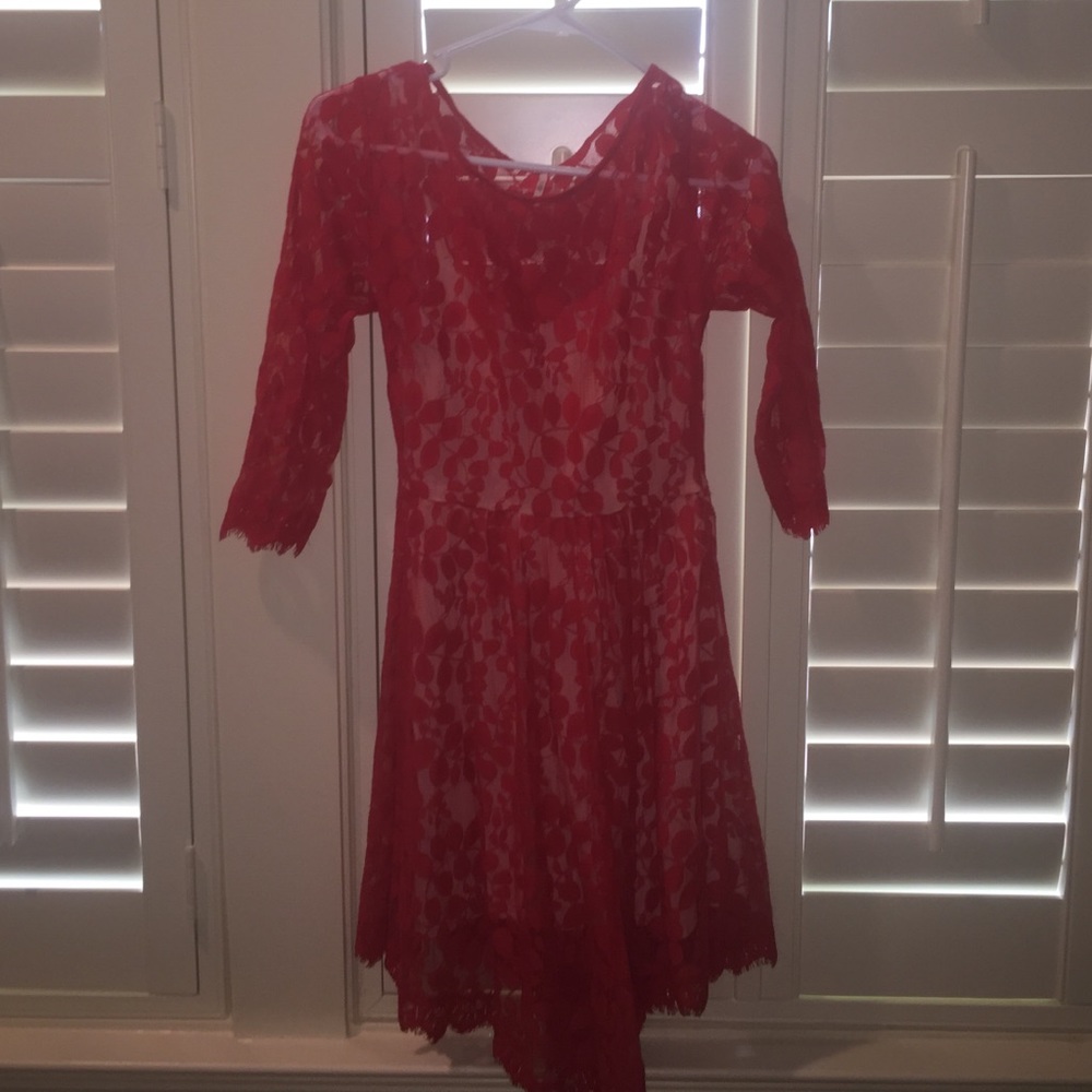 Red free people 3/4 length sleeved dress!
